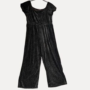 Three Pink Hearts Black Silver Jumpsuit XXL  Women's One-Piece Relaxed Fit Velve
